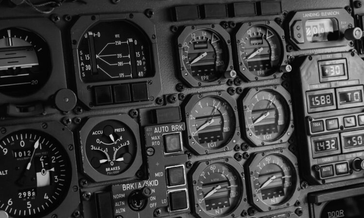 gray airplane control panel